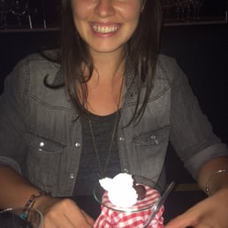 My friend and her drink at the Roosevelt