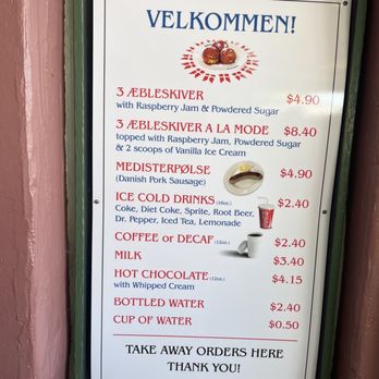 Solvang Restaurant - Their sign outside at the order window - Scandinavian Near Me - Solvang, California