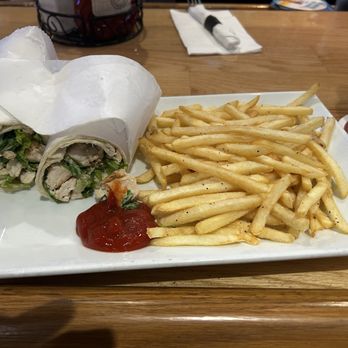Scotties Pub - Chicken ceasar salad wrap with fries. Delicious!! - Sports Bars Near Me - Fall River, Massachusetts Scotties Pub - Chicken ceasar salad wrap with fries. Delicious!! - Sports Bars Near Me - Fall River, Massachusetts