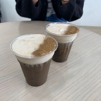 DAMO - Hojicha with cream top - Coffee & Tea Near Me - Los Angeles, California DAMO - Hojicha with cream top - Coffee & Tea Near Me - Los Angeles, California