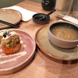 Miso soup and crispy rice