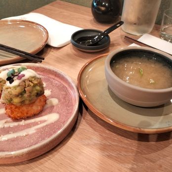 Bloom Sushi - Miso soup and crispy rice - Vegan Near Me - Montreal, Quebec