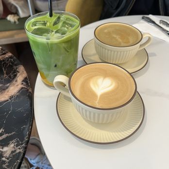 Whisper - mango matcha, hojicha with shot of espresso, flat white - Breakfast & Brunch Near Me - San Mateo, California