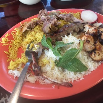 Golden Saddle BBQ Steakhouse - I've already tucked into this chefs choice platter of baked lamb, ground beef kebab, chicken kebab and lamb rib. - Barbeque Near Me - Tulsa, Oklahoma