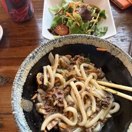 Beef Yaki Udon and sashimi set