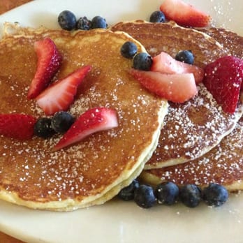 Cafe Bernardo - Cornmeal pancakes with berries - New American Near Me - Davis, California Cafe Bernardo - Cornmeal pancakes with berries - New American Near Me - Davis, California