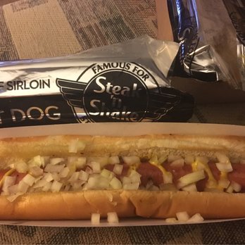 Steak ’n Shake - Footlong with mustard and onions June 21, 2018 - Breakfast & Brunch Near Me - Charlotte, North Carolina Steak ’n Shake - Footlong with mustard and onions June 21, 2018 - Breakfast & Brunch Near Me - Charlotte, North Carolina