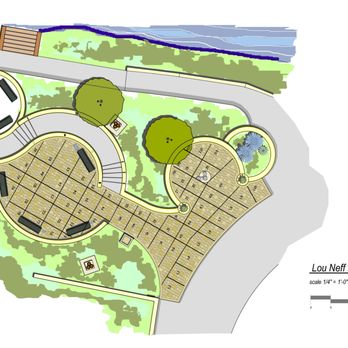 Lou Neff Point - Architectural rendering of the 2006 restoration layout, with grids for where the commemorative bricks are placed. - Parks Near Me - Austin, Texas