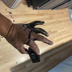 Officemax - An hour of scrubbing needed to remove black ink from defective HP cartridge. Refund- Yes. Help-No from OfficeMax