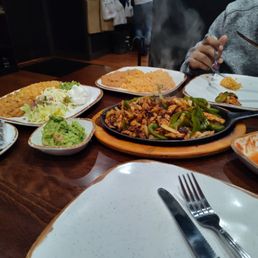 Fajitas side of rice and beans side of guac