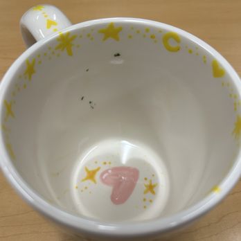 The Hot Spot - dark green marks/flecks on the inside of painted mug - Paint-Your-Own Pottery Near Me - Sacramento, California