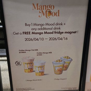 Tea Pulse - Mango Drinks.. Buy 1+ Additional Drink, you receive a free magnet. - Bubble Tea Near Me - Bayside, New York