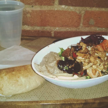 Brassica - Salad with all the vegetables I could get them to add, and a side pita. - Mediterranean Near Me - Columbus, Ohio