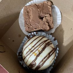 Hot chocolate bomb and a brownie.