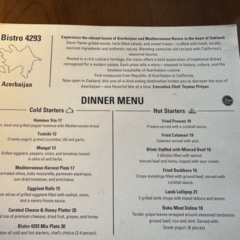 Bistro 4293 - Starters menu - Mediterranean Near Me - Oakland, California