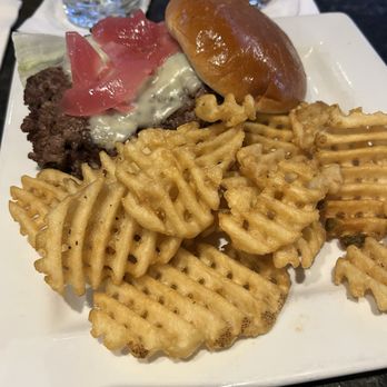 Whiskey Hill Brewery & Kitchen - Double Burger with Waffle Fries - Brewpubs Near Me - Mount Prospect, Illinois