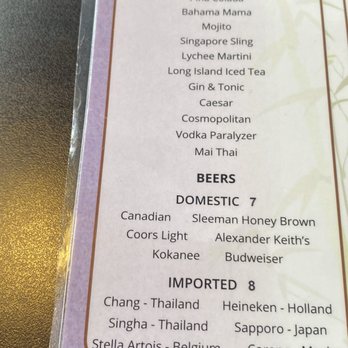 Thai Together - Cocktails menu - Thai Near Me - Sherwood Park, Alberta