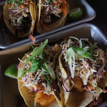 Avenue American Bistro - Korean Brisket Taco (Top) & Sweet Heat Shrimp Taco (bottom) - Sports Bars Near Me - Wayne, Michigan