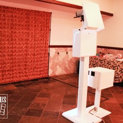 Luminous Photo Booth - Open Booth with our Gold Roses Satin Backdrop