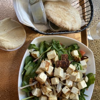 Nish Nush - Halloumi Salad with pita and hummus add on - Vegetarian Near Me - New York, New York