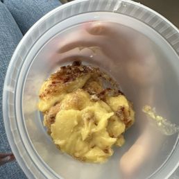 Creme brulee. This is not leftovers- it was packaged for takeout like this.