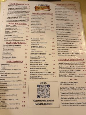 Menu photo 2 Hostaria al Gladiatore Rome, RM Menu photo 2 Hostaria al Gladiatore Rome, RM