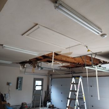 Spear Home Solutions - Selective demolition for a pipe burst project on this garage ceiling. - Demolition Services Near Me Spear Home Solutions - Selective demolition for a pipe burst project on this garage ceiling. - Demolition Services Near Me
