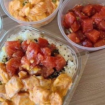 Ono Seafood - Miso ahi, spicy ahi and salmon, and wasabi ahi. Really digging the spicy and wasabi - Seafood Near Me - Honolulu, Hawaii Ono Seafood - Miso ahi, spicy ahi and salmon, and wasabi ahi. Really digging the spicy and wasabi - Seafood Near Me - Honolulu, Hawaii