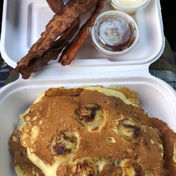 Two Birds Cafe - Banana pancakes with crispy bacon - Cafes Near Me - West Chester, Pennsylvania