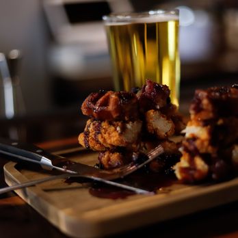 Treehouse CDA - Chicken and Waffles with blue berry compote - American Near Me - Coeur d'Alene, Idaho Treehouse CDA - Chicken and Waffles with blue berry compote - American Near Me - Coeur d'Alene, Idaho