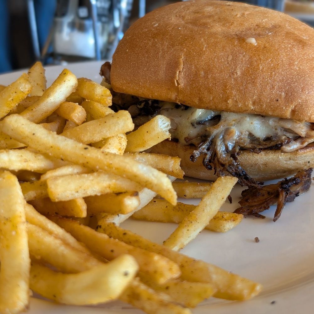 Wonderland Cafe & Lodge - Braised Pork Sandwich (2026 Lunch Menu) - Great pork (mild but rich), too much bread - Cafes Near Me - Gardiner, Montana Wonderland Cafe & Lodge - Braised Pork Sandwich (2026 Lunch Menu) - Great pork (mild but rich), too much bread - Cafes Near Me - Gardiner, Montana