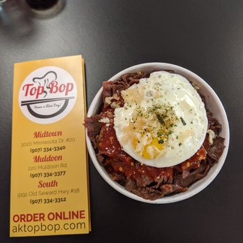 Top Bop - South - #1 with egg, level 5 spicy without the terriaki sauce - Asian Fusion Near Me - Anchorage, Alaska Top Bop - South - #1 with egg, level 5 spicy without the terriaki sauce - Asian Fusion Near Me - Anchorage, Alaska