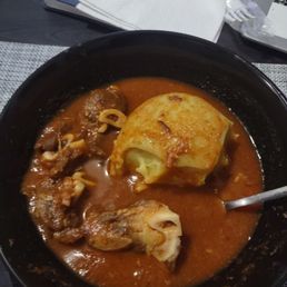 Fufu, light soup, goat Fufu, light soup, goat