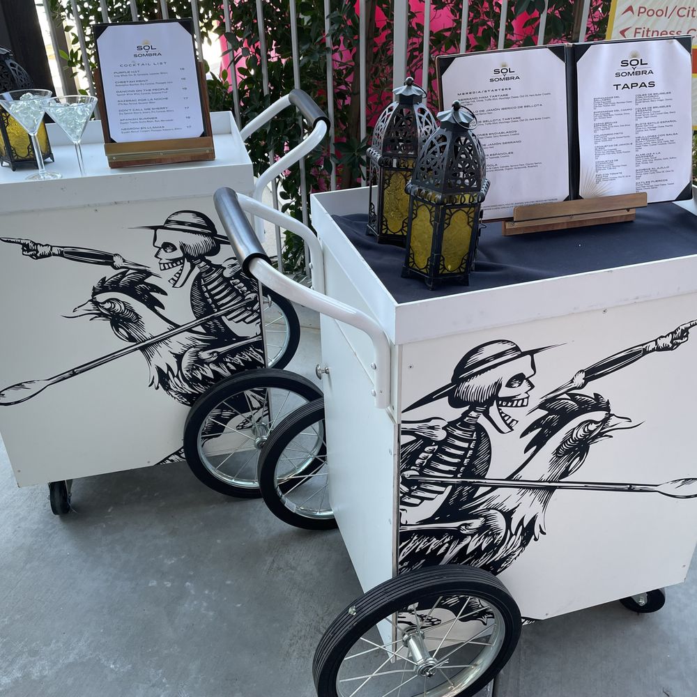 Sol y Sombra - Poolside advertising cart. - Spanish Near Me - Cathedral City, California Sol y Sombra - Poolside advertising cart. - Spanish Near Me - Cathedral City, California