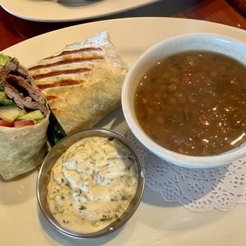 Panini Kabob Grill - Koobideh Wrap with Cup Lentil Soup - Mediterranean Near Me - Carlsbad, California Panini Kabob Grill - Koobideh Wrap with Cup Lentil Soup - Mediterranean Near Me - Carlsbad, California