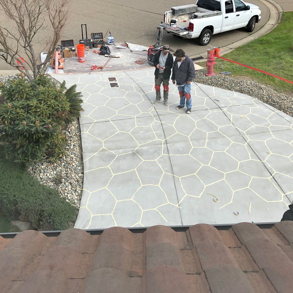AB Concrete Coatings - This is after they taped in the shape of the stones. - Masonry/Concrete Near Me - Auburn, California AB Concrete Coatings - This is after they taped in the shape of the stones. - Masonry/Concrete Near Me - Auburn, California