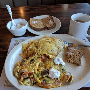 Longhouse Restaurant - This is the cowboy omelette to my favorite omelette highly recommended if you like sour cream as Pro Bowl on the side - New American Near Me - Gilroy, California Longhouse Restaurant - This is the cowboy omelette to my favorite omelette highly recommended if you like sour cream as Pro Bowl on the side - New American Near Me - Gilroy, California