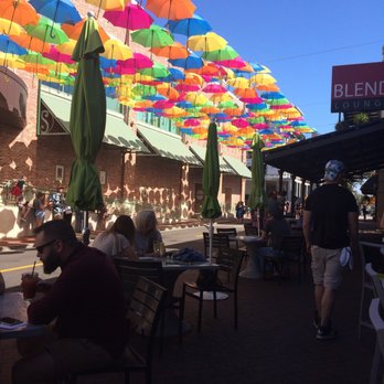 Agave - Watching the Umbrella Festival from my bar sidewalk seat - Cocktail Bars Near Me - Pensacola, Florida
