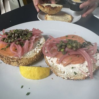 MoonGoat Coffee Roasters - Smoked Salmon Bagel - Coffee Roasteries Near Me - Costa Mesa, California
