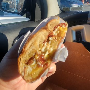 Wired Coffee House - Eggs & bacon on a croissant. - Coffee & Tea Near Me - Oceanside, New York
