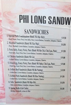 Menu photo 1 Phi Long Sandwich San Francisco, CA Menu photo 1 Phi Long Sandwich San Francisco, CA