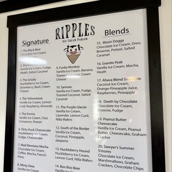 Ripples Ice Cream Parlor - Blend Menu - Ice Cream & Frozen Yogurt Near Me - Plains, Montana Ripples Ice Cream Parlor - Blend Menu - Ice Cream & Frozen Yogurt Near Me - Plains, Montana