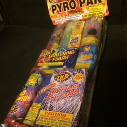 Our "Pyro Pak", of "Safe & Sane" (legal) fireworks, which we purchased for family 4th of July gathering.