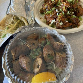 Indian Delight - Lamb Seekh Kabab, cauliflower,  Chicken Seekh Kathi Roll - Indian Near Me - Hicksville, New York