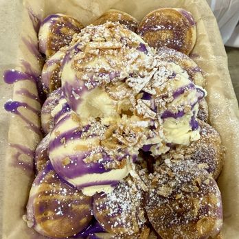Las Chelaguas - Ube mini pancakes - Mexican Near Me - Whittier, California Las Chelaguas - Ube mini pancakes - Mexican Near Me - Whittier, California