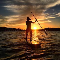 Onboat - Paddle boarding along with specular sunset