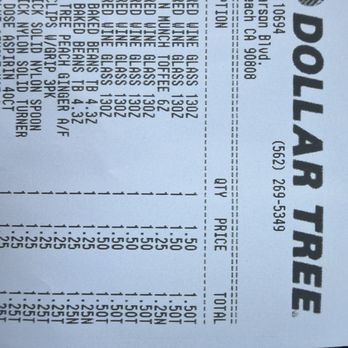 Dollar Tree - Receipt - Discount Store Near Me - Long Beach, California Dollar Tree - Receipt - Discount Store Near Me - Long Beach, California