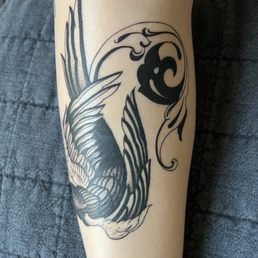 Crow with ornamentals. Crow with ornamentals.