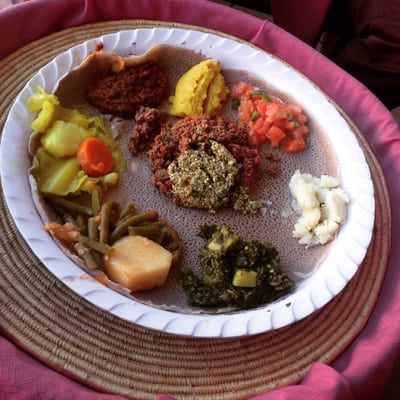 Photo of Meskerem - Washington, DC, DC, US. Veggie with meat in the middle.