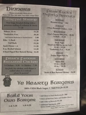 Menu photo 2 Friar Tuck's Pub & Grille Nekoosa, WI